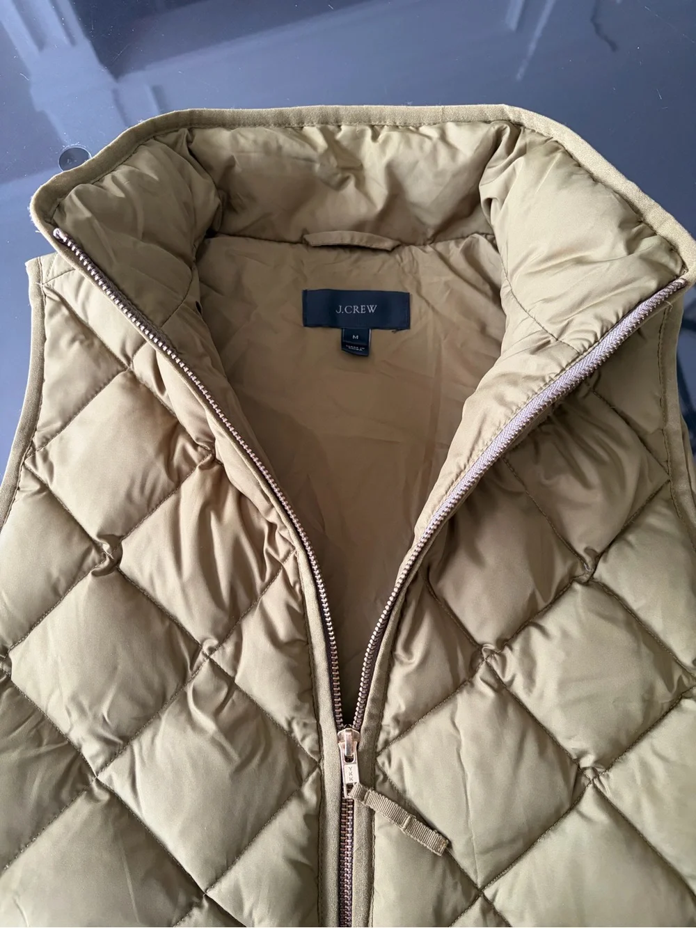J. Crew Quilted Puffer Vest in Olive Green